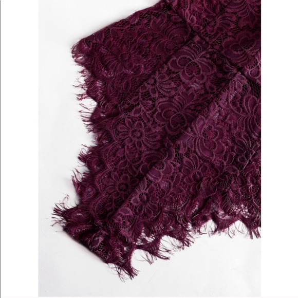 1 Left!✨Adorable Maroon Lace Tie Up Sheer Bodysuit - Picture 5 of 5